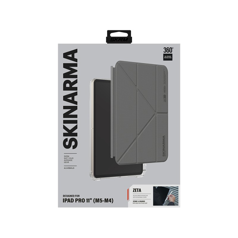 Apple iPad Pro 11 2024 Case Skinarma with Pen Holder, Transparent Back Stand, Magnetic Zeta Case - 9