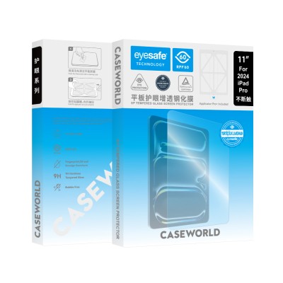 Apple iPad Pro 11 2024 CaseWorld Eyesafe Mavi Işık Teknolojili Temperli Cam Ekran Koruyucu + Uygulama Aparatı - 7