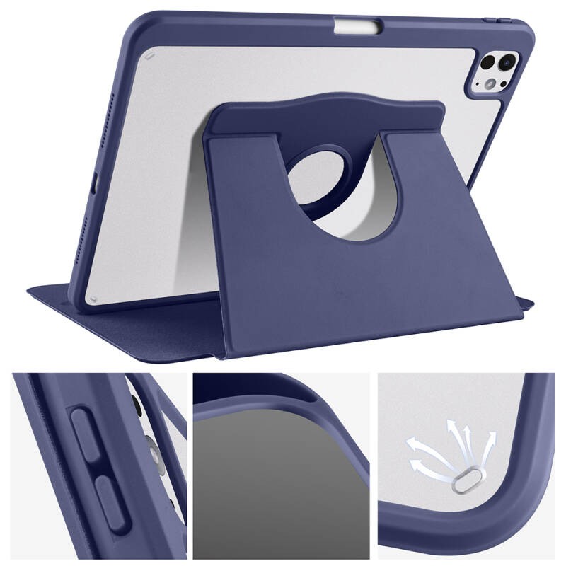 Apple iPad Pro 11 2025 M5 Case Zore Thermal Pen Compartment Rotating Stand Case - 14