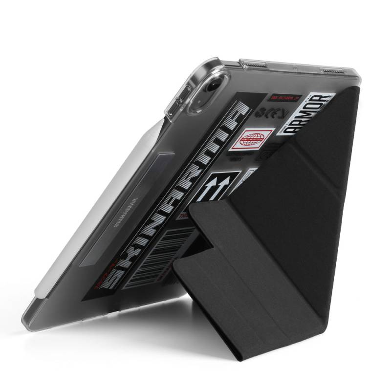 Apple iPad Pro 11 2025 M5 Kılıf SkinArma Sticker Tasarımlı Kalemlikli Arkası Şeffaf Standlı Magnetik Taito Kılıf - 4