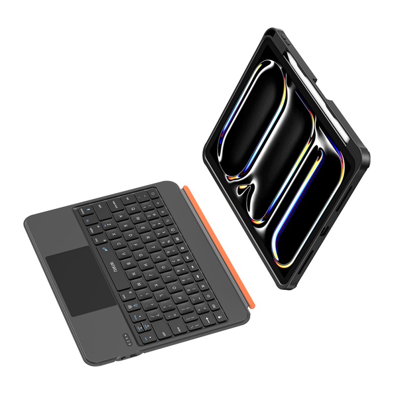 Apple iPad Pro 11 2025 M5 MK-007 Combo Pro Kalem Bölmeli Klavyeli Standlı Kılıf - 4