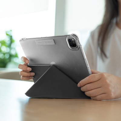 Apple iPad Pro 11 2025 M5 Raptic Clear Folio Airbagli Şeffaf Kapaklı Katlanabilir Standlı Kılıf - 12