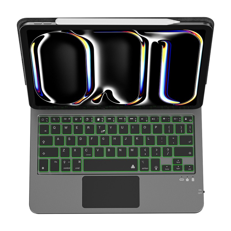 Apple iPad Pro 12.9 2020 (4.Nesil) Wiwu MK-003 Gizli Kalem Bölmeli Klavyeli Standlı Kılıf - 3