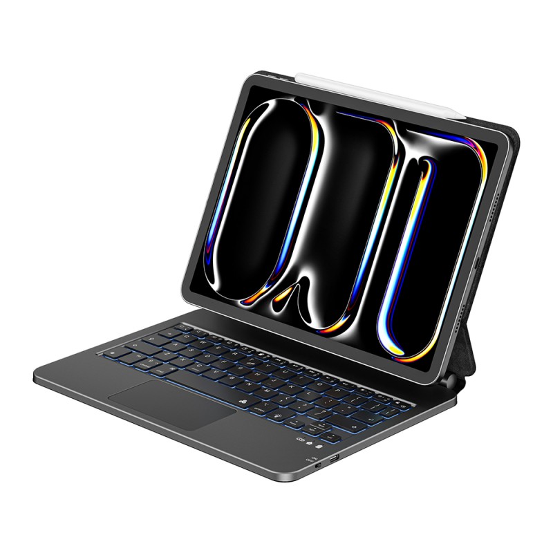Apple iPad Pro 12.9 2020 (4.Nesil) Wiwu MK-003 Gizli Kalem Bölmeli Klavyeli Standlı Kılıf - 7