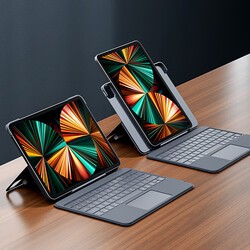 Apple iPad Pro 12.9 2021 (5.Nesil) Benks KB02 Kablosuz Klavyeli Kılıf - 12