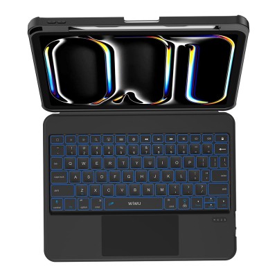 Apple iPad Pro 12.9 2021 (5.Nesil) Wiwu MK-007 Combo Pro Kalem Bölmeli Klavyeli Standlı Kılıf - 5