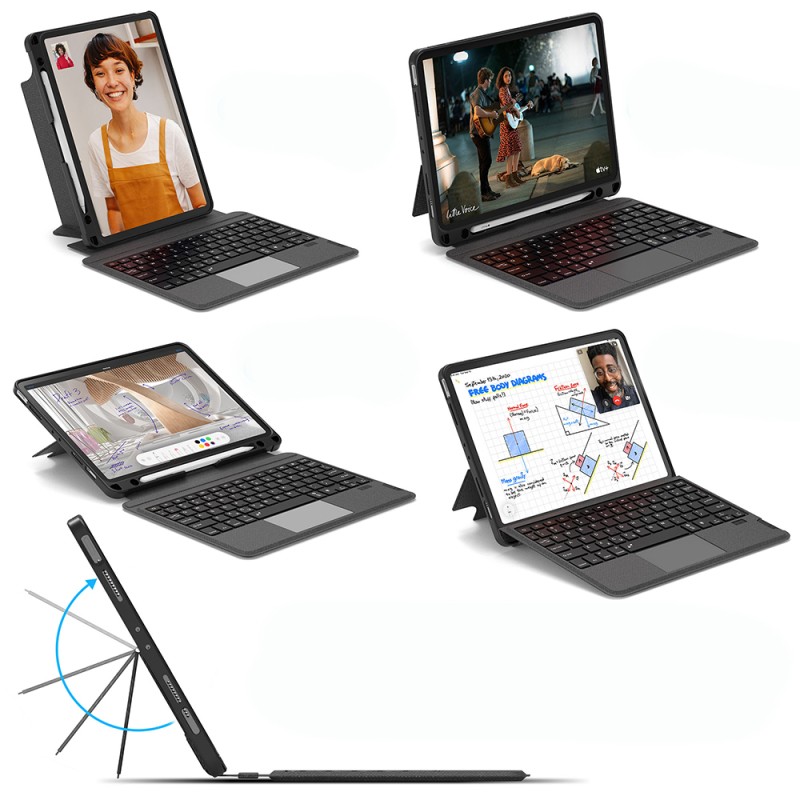 Apple iPad Pro 12.9 2022 M2 Wiwu MagTouch Serisi Gizli Kalem Bölmeli Klavyeli Kılıf - 12