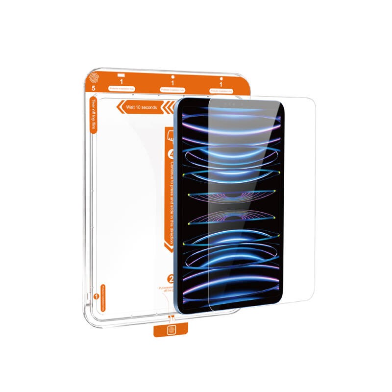 Apple iPad Pro 12.9 2022 M2 Wiwu Wi-GQ002 iVista 5 Katmanlı Temperli Cam Ekran Koruyucu + Kolay Uygulama Aparatı - 8