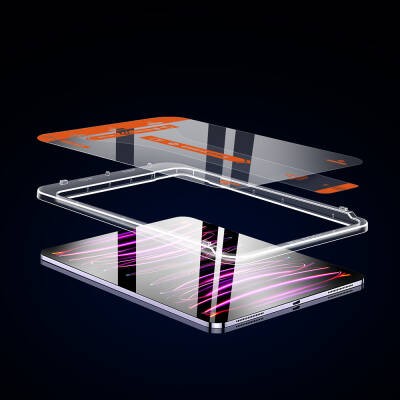 Apple iPad Pro 12.9 2022 M2 Wiwu Wi-GQ002 iVista 5 Katmanlı Temperli Cam Ekran Koruyucu + Kolay Uygulama Aparatı - 6