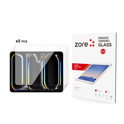 Apple iPad Pro 13 2024 Zore 5in1 Tablet Temperli Cam Ekran Koruyucu - Zore