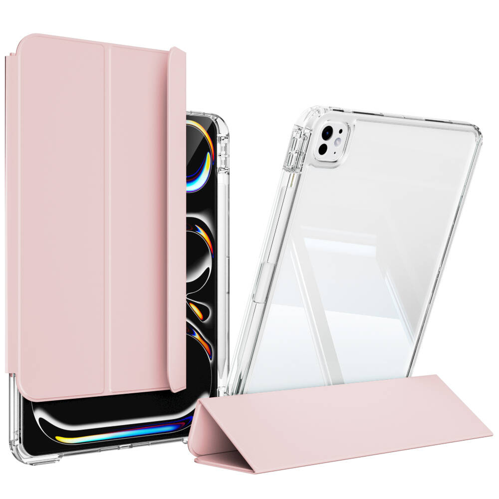 ​​Apple iPad Pro 13 2025 M5 Kılıf Magnetik Ayrılabilen Airbagli Zore Sliding Tablet Kılıfı - Pembe A