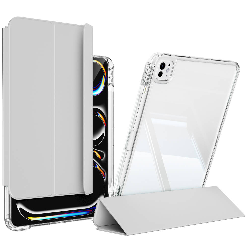 ​​Apple iPad Pro 13 2025 M5 Kılıf Magnetik Ayrılabilen Airbagli Zore Sliding Tablet Kılıfı - Gri