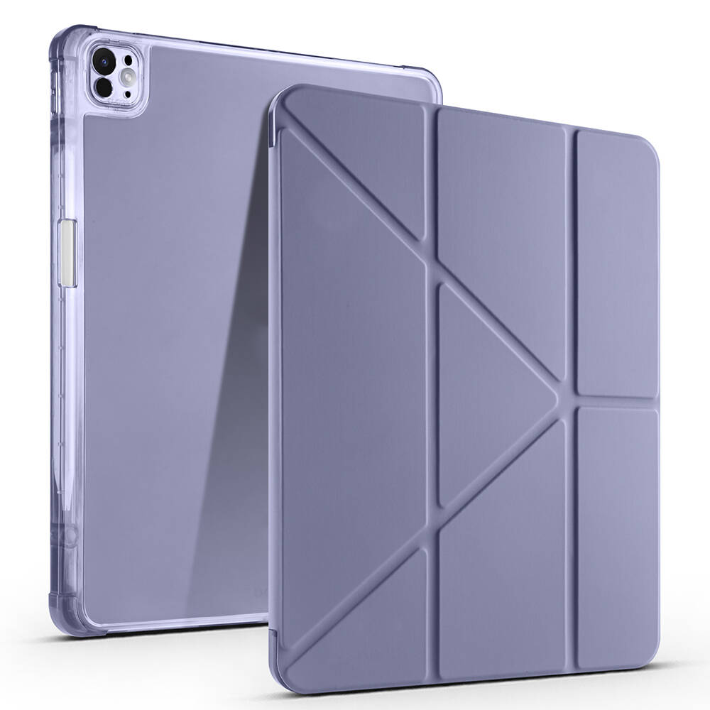 iPad Pro 13 2025 M5 Kılıf Zore Tri Folding Kalem Bölmeli Standlı Kılıf - Mor