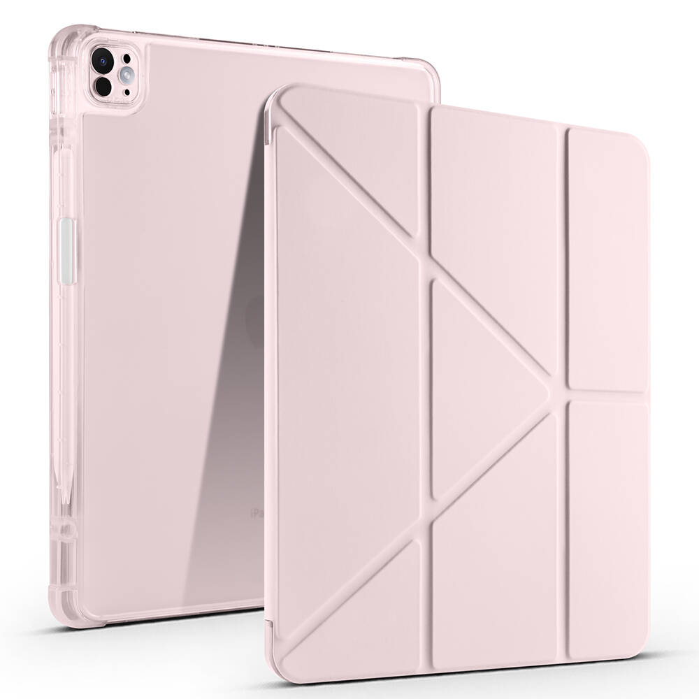 iPad Pro 13 2025 M5 Kılıf Zore Tri Folding Kalem Bölmeli Standlı Kılıf - Rose Gold