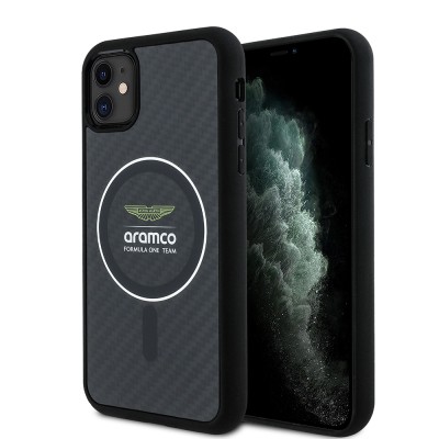 Apple iPhone 11 Case Aston Martin Original Licensed Magsafe Charging Feature Colorful Ring and Carbon Fiber Design Cover - 8