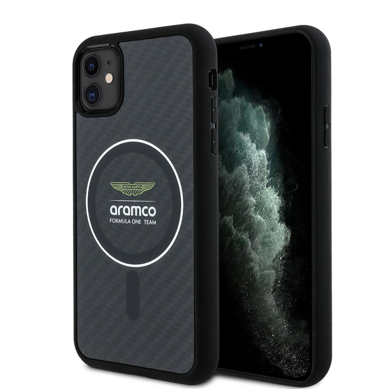 Apple iPhone 11 Case Aston Martin Original Licensed Magsafe Charging Feature Colorful Ring and Carbon Fiber Design Cover - 8