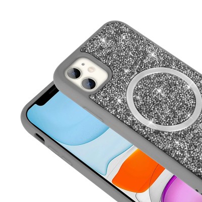 Apple iPhone 11 Case Diamond Design Magsafe charging Zor Mosaic Silicone Cover - 9