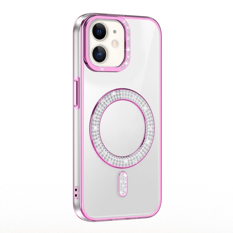 Apple iPhone 11 Case Magsafe Charging Feature Diamond Stone Design Zore Karetta Silicone Cover - 3