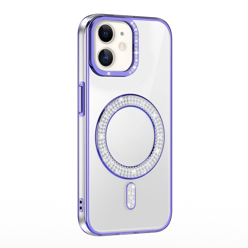 Apple iPhone 11 Case Magsafe Charging Feature Diamond Stone Design Zore Karetta Silicone Cover - 4