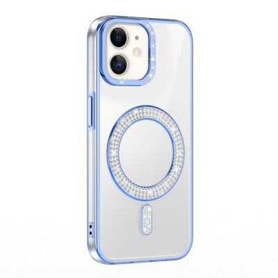 Apple iPhone 11 Case Magsafe Charging Feature Diamond Stone Design Zore Karetta Silicone Cover - 5