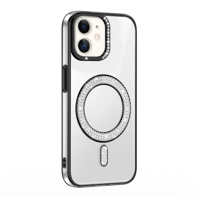 Apple iPhone 11 Case Magsafe Charging Feature Diamond Stone Design Zore Karetta Silicone Cover - 6