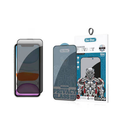 Apple iPhone 11 Go Des 9D Full Cover Privacy Tempered Glass Screen Protector - Go Des