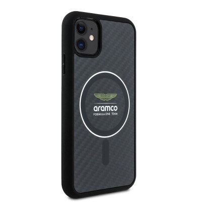 Apple iPhone 11 Kılıf Aston Martin Orjinal Lisanslı M-safe Şarj Özellikli Renkli Halka ve Karbon Fiber Tasarımlı Kapak - 4