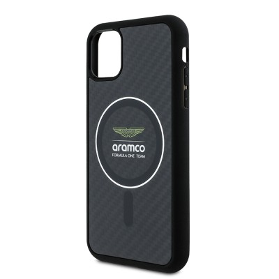 Apple iPhone 11 Kılıf Aston Martin Orjinal Lisanslı M-safe Şarj Özellikli Renkli Halka ve Karbon Fiber Tasarımlı Kapak - 6
