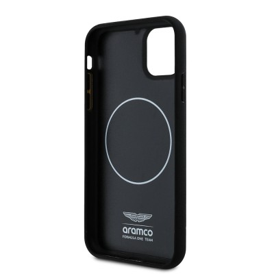 Apple iPhone 11 Kılıf Aston Martin Orjinal Lisanslı M-safe Şarj Özellikli Renkli Halka ve Karbon Fiber Tasarımlı Kapak - 7