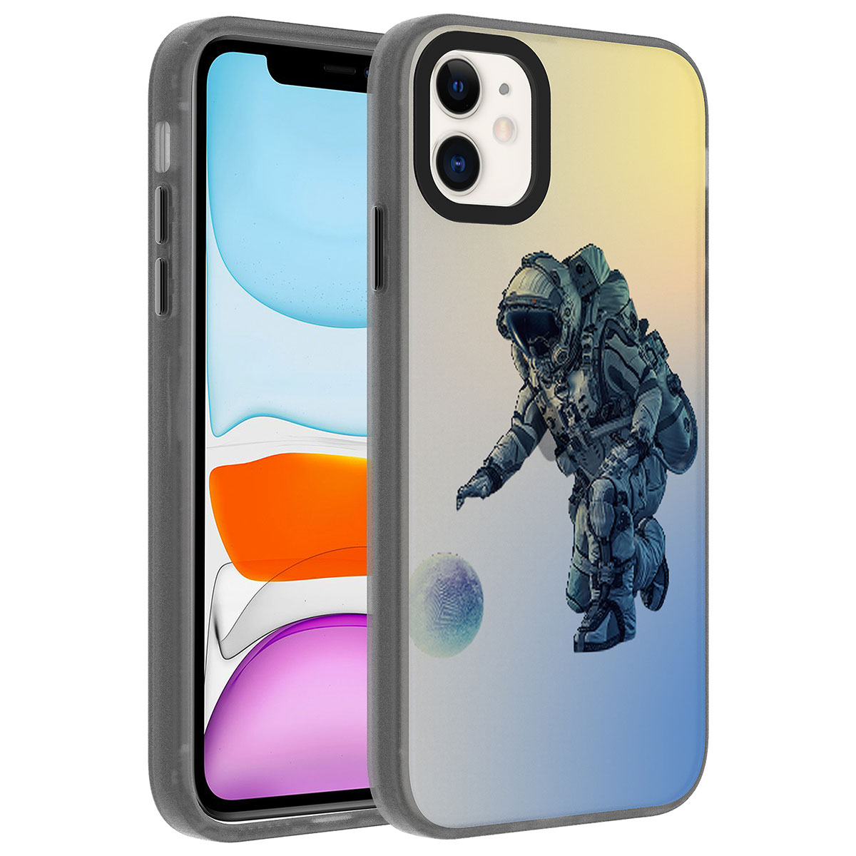 Apple iPhone 11 Kılıf Desenli Zore Dragon Sert Kapak - Astronot