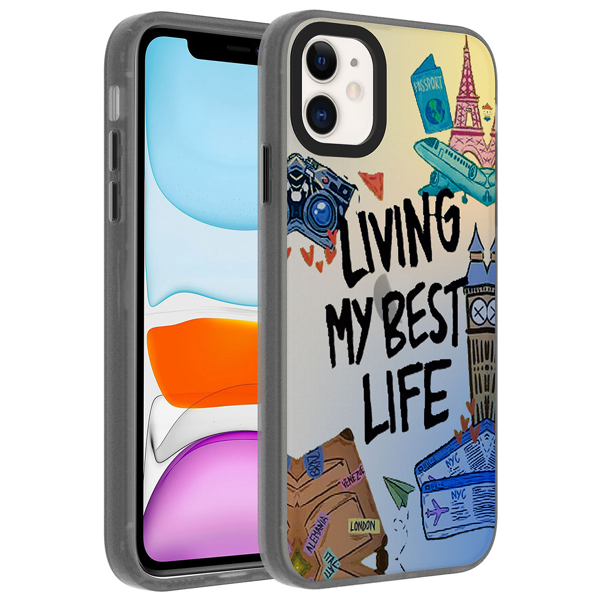 Apple iPhone 11 Kılıf Desenli Zore Dragon Sert Kapak - Seyahat