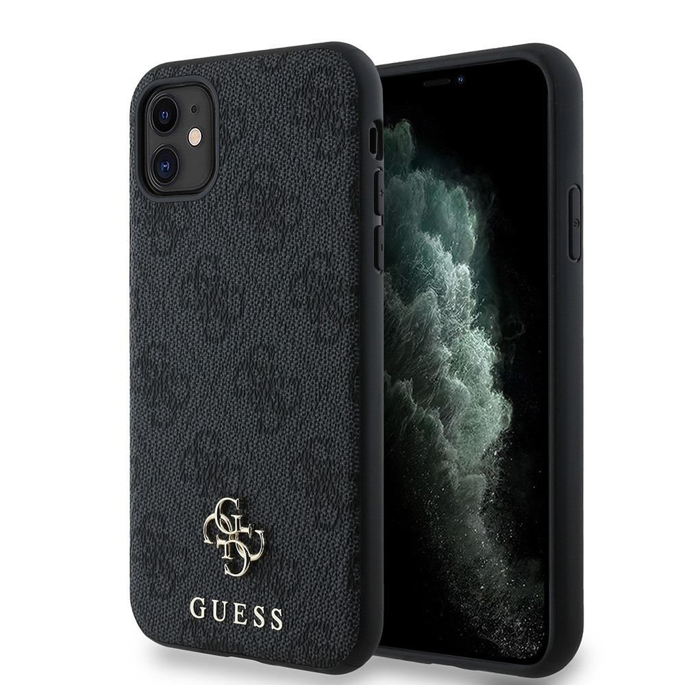 Apple iPhone 11 Kılıf Guess Orjinal Lisanslı M-safe Şarj Özellikli Small 4G Classic Kapak - Siyah