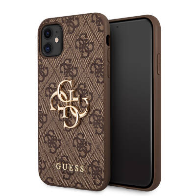 Apple iPhone 11 Kılıf Guess PU Deri Büyük Metal Logo Dizaynlı Kapak - Guess