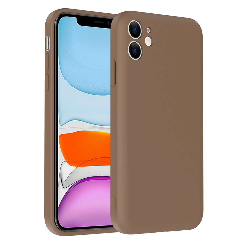 iPhone 11 Kılıf Kamera Korumalı Kartlık Hazneli NXXA Vitra Kapak - Kahverengi