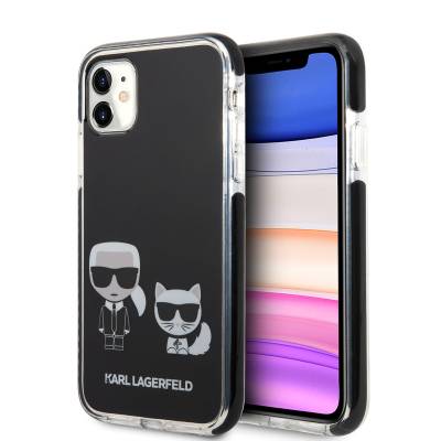 Apple iPhone 11 Kılıf Karl Lagerfeld Kenarları Siyah Silikon K&C Dizayn Kapak - Karl Lagerfeld