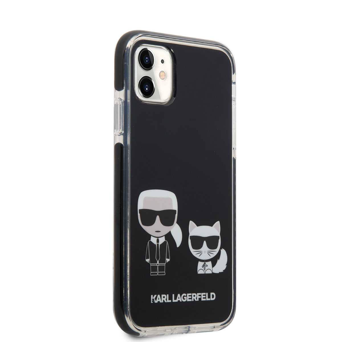 Apple iPhone 11 Kılıf Karl Lagerfeld Kenarları Siyah Silikon K&C Dizayn Kapak - Siyah