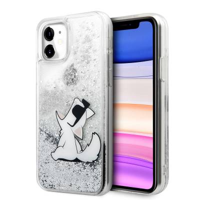 Apple iPhone 11 Kılıf Karl Lagerfeld Sıvılı Simli Choupette Fun Dizayn Kapak - Karl Lagerfeld
