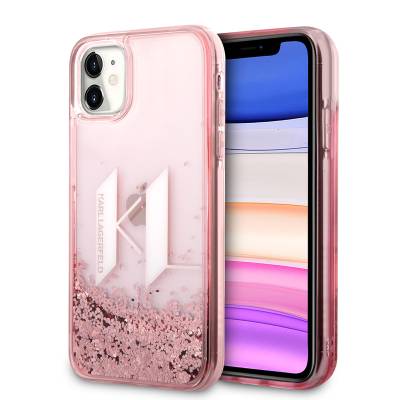 Apple iPhone 11 Kılıf Karl Lagerfeld Sıvılı Simli Dizayn Kapak - Karl Lagerfeld