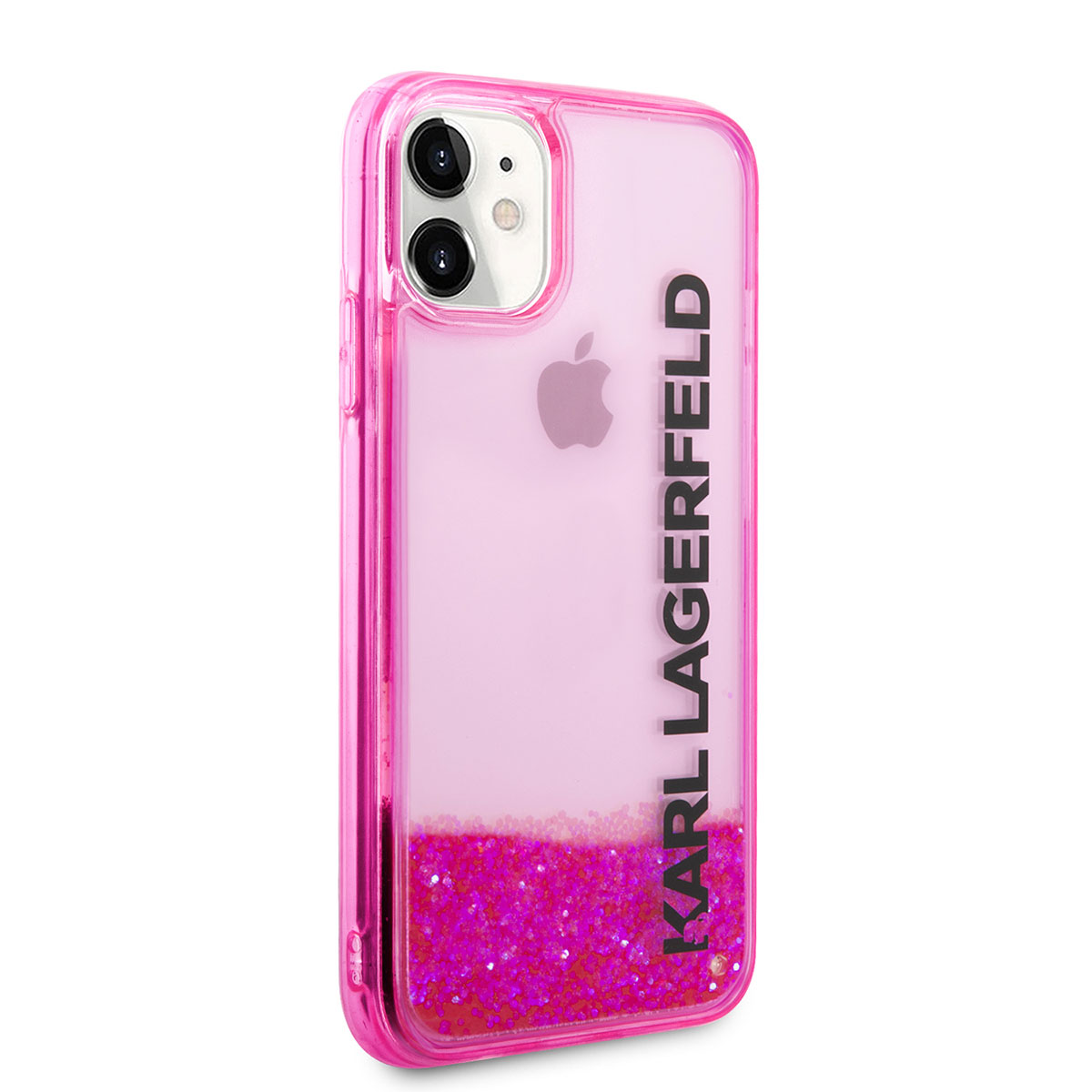 Apple iPhone 11 Kılıf Karl Lagerfeld Sıvılı Simli Elong Dizayn Kapak - Pembe