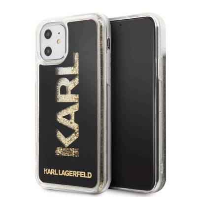 Apple iPhone 11 Kılıf Karl Lagerfeld Sıvılı Simli Logo Dizayn Kapak - Karl Lagerfeld