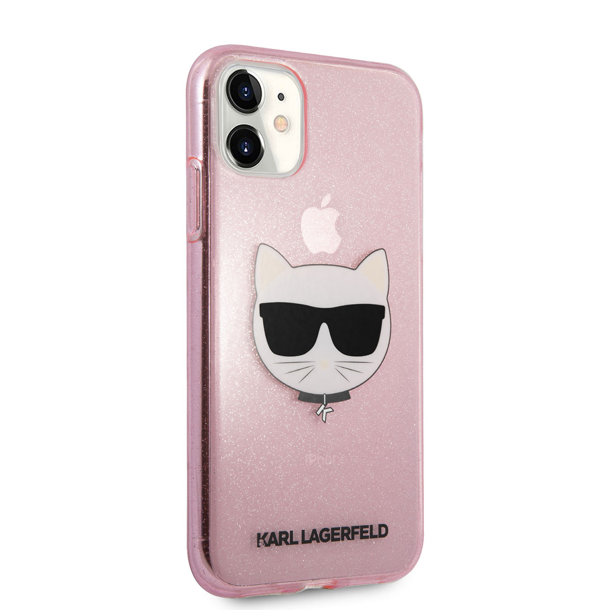 Apple iPhone 11 Kılıf Karl Lagerfeld Transparan Choupette Head Dizayn Kapak - Pembe