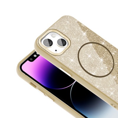 Apple iPhone 11 Kılıf M-safe Şarj Özellikli Parlayan Simli Zore Okso Kapak - 14