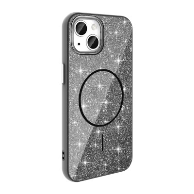 Apple iPhone 11 Kılıf M-safe Şarj Özellikli Parlayan Simli Zore Okso Kapak - 16