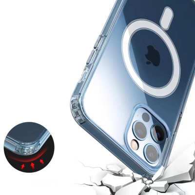 Apple iPhone 11 Kılıf Magsafe Şarj Özellikli Şeffaf Sert PC Zore Embos Kapak - Thumbnail