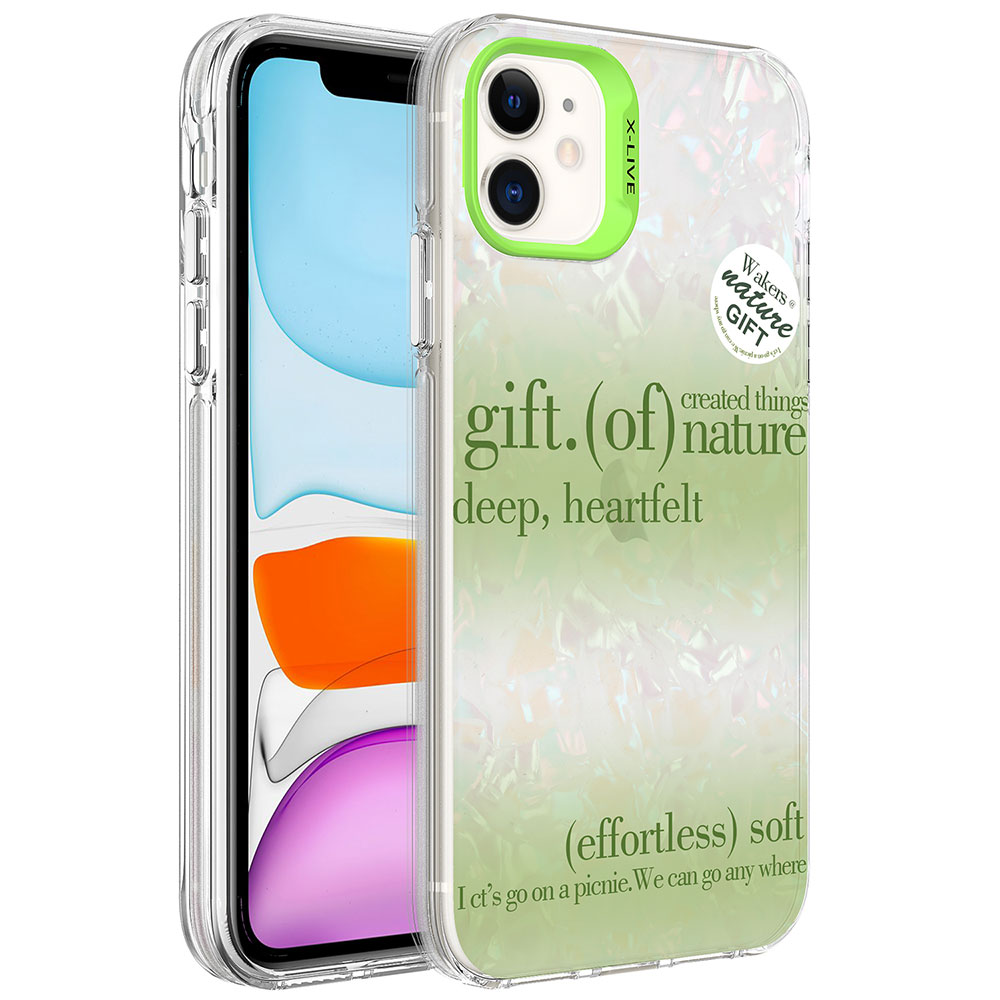 Apple iPhone 11 Kılıf Mermer Desenli Zore Marbello Kapak - Yeşil