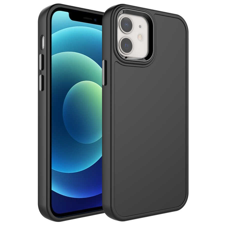 Apple iPhone 11 Kılıf Metal Çerçeve ve Buton Tasarımlı Sert Zore