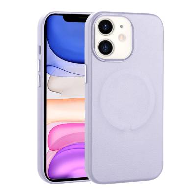Apple iPhone 11 Kılıf PU Deri M-safe Wireless Şarj Özellikli Zore Derix Kapak Lila