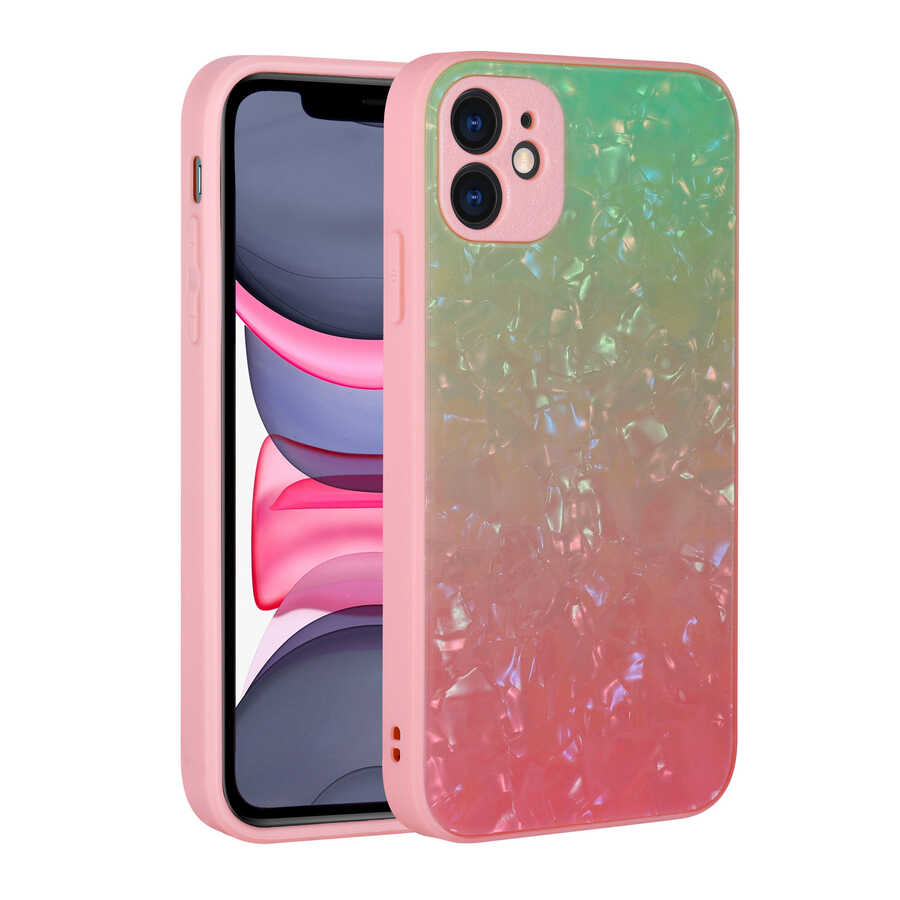 Apple iPhone 11 Kılıf Renk Geçişli Mermer Desenli Sert Silikon Zore Granit Kapak - NO4