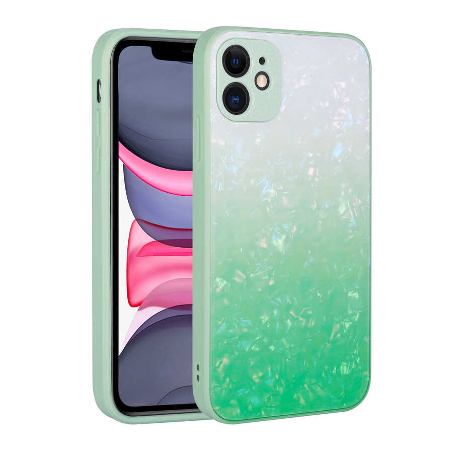 Apple iPhone 11 Kılıf Renk Geçişli Mermer Desenli Sert Silikon Zore Granit Kapak - NO5
