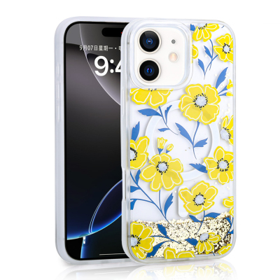 Apple iPhone 11 Kılıf Sıvılı Simli Baskılı Şeffaf Arka Yüzey Zore Mossa Silikon Kapak - Zore